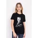 Toontoy Unisex Atatürk Baskılı Bisiklet Yaka Kısa Kollu Tişört - Siyah - 4