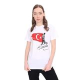 Toontoy Unisex Bisiklet Yaka Atatürk Baskılı Tişört Beyaz XS