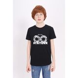 Toontoy Unisex Çocuk Atatürk Baskılı Tişört - 4 Yaş - Siyah
