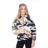 Toontoy Unisex Çocuk Kapüşonlu Cepli Fermuarlı Desenli Polar Hırka 22671