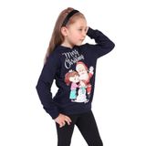 Toontoy Unısex Çocuk Merry Christmas Baskılı Sweatshirt Lacivert 7 YAŞ