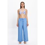 TOOSALTY Kadın Mavi Bol Paça %100 Cotton Plaj Pantolon 25PL04ST