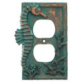 Top Brass Denizatı Denizatı Sahil Sanat Dekoru - Elektrikli Kapak Duvar Plakası Bronz / Verdigris Kaplama - Tek Anahtar, Çift, Rocker, Çıkış (Çıkış)