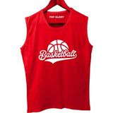 Top Glory Basketbolq Baskılı Kolsuz Sporcu T-Shirt Tank Top Sporcu Fitness Atlet - XL - Kırmızı