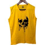 Top Glory Bones Baskılı Kolsuz Sporcu T-Shirt Tank Top Sporcu Fitness Atlet - Sarı