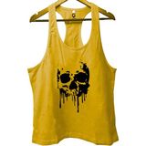 Top Glory Bones Sarı Gym Fitness Tank Top Sporcu Atleti - XL
