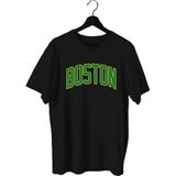 Top Glory Boston Baskılı Basketbolt-Shirt Sporcu Tişörtü - XL - Siyah
