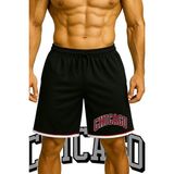 Top Glory Cepli Chicago Baskılı Basketbol Şortu Spor Şort - Siyah - 2XL
