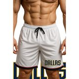 Top Glory Cepli Dallas Baskılı Basketbol Şortu Spor Şort - Beyaz - XL