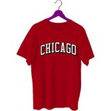 Top Glory Chicago Baskılı Basketbol T-Shirt Sporcu Tişörtü - Kırmızı