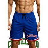 Top Glory Cleveland Baskılı Cepli Spor Şortu 2XL Erkekler İçin Nefes Alabilir Mavi Tasarım