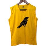 Top Glory Crow Baskılı Kolsuz Sporcu T-Shirt Tank Top Sporcu Fitness Atlet - Sarı