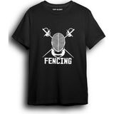 Top Glory Fencing Tişört Erkek 3XL Siyah Baskılı Tasarım Kaliteli Pamuklu Kumaş