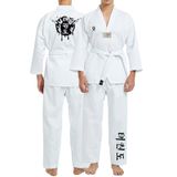 TOP GLORY Fitilli Beyaz Yaka Baskılı A20 Taekwondo Elbisesi Dobok