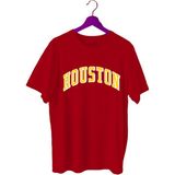 Top Glory Houston Baskılı Basketbol T-Shirt Sporcu Tişörtü - Kırmızı