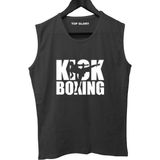 Top Glory Kick Boks Kolsuz Sporcu T-Shirt Tank Top Sporcu Fitness Atlet - 2XL - Siyah