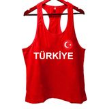 TOP GLORY Kırmızı Türkiye Baskılı Gym Fitness Tank Top Sporcu Atleti