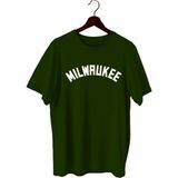 Top Glory Milwaukee Baskılı Basketbol T-Shirt Sporcu Tişörtü - 2XS - Yeşil