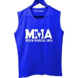 Top Glory Mma Baskılı Kolsuz Sporcu T-Shirt Tank Top Sporcu Fitness Atlet - 2XL - Saks Mavi