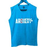 Top Glory Okçuluk Baskılı Kolsuz Sporcu T-Shirt Tank Top Sporcu Fitness Atlet - XL - Turkuaz