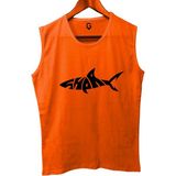 Top Glory Shark Baskılı Kolsuz Sporcu T-Shirt Tank Top Sporcu Fitness Atlet - XL - Turuncu