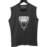 Top Glory Snake Baskılı Kolsuz Sporcu T-Shirt Tank Top Sporcu Fitness Atlet - M - Siyah