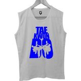 Top Glory Taekwondo Baskılı Kolsuz Sporcu T-Shirt Tank Top Sporcu Fitness Atlet - Beyaz - Mavi