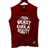 Top Glory Trainbeast Kolsuz Sporcu T-Shirt Tank Top - XL - Bordo