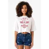 Top Gun Maverick Fly Like A Phoenix Beyaz Kırçıllı Kadın Crop Tshirt