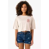 Top Gun Maverick Ghostrider Bej Kadın Crop Tshirt
