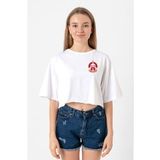 Top Gun Wingman Beyaz Kadın Crop Tshirt