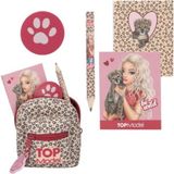 Top Model by Depesche Topmodel Leopar ve Kalp Desenli Mini Kırtasiye Seti Anahtarlık Kız Çocuk Çanta Süsü