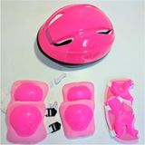 Top Rock Store Çocuk Kask Dizlik Dirseklik Koruyucu Set 7 Parça - Standart - Pembe