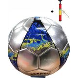 Top Rock Store Parlak Dikişli Futbol Topu 5 Numara Şişirme Pompası Hediyeli - Gri