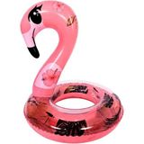Top Rock Store Sevimli Çocuk Flamingo Başlı Simli Şişme Deniz Havuz Simidi 64 cm - Pembe - 1+ Yaş