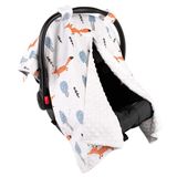 Top Tots Deluxe Minky Bebek Araba Koltuğu Kılıfı - Turuncu Tilki, 100 x 60 cm Beyaz