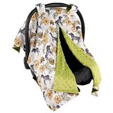 Top Tots Lüks Minky Bebek Araba Koltuğu Kılıfı - Tropikal Zebra, 100 x 60 cm Sarı Yeşil