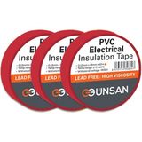 Topalak Ticaret Günsan Elektrik 3 Adet Günsan Elektrik Kırmızı Izole Bant 0.13X18MMX10M