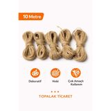 TOPALAKTİCARET Jüt Ip 10 Mt, Hasır Ipi Keten İp- Çuval Ipi Kırnap Süsleme Ipi Dekor İpi
