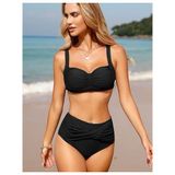 Toparlayıcı Bikini Üstü Geniş Beden Aralığı DB200805BU - 48 - Siyah