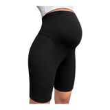 Toparlayıcı Siyah Beli Ayarlanabilir Ince Likralı Penye Hamile Kadın Şort Tayt, Siyah5, L/XL