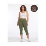Toparlayıcı | Yüksek Bel | Büyük Beden |Haki Kapri Kadın Tayt | 10 XL Bedene Kadar | İç Göstermez | Koyu Yeşil 3XL