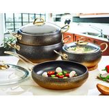 Topchef 7 Parça Granit Küre Tencere Seti Altın 3023