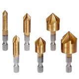 TopHomer 6 adet HSS kaplamalı 5 adet altıgen şaft sayaç matkap ucu seti, kesici değirmen matkap ucu, ahşap, metal, plastik için, 6 mm-19 mm