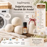 Topimania Doğal Yerli Üretim Yün Kurutma Topu Kurutma Topu Kokusu Hediyeli - 3 Adet