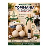 Topimania Yün Kurutma Topları Doğal Yerli Üretim Çamaşır Yün Kurutma Topu 3 Adet Kurutma Topu + bebek pudrası 1 Adet 10 ml