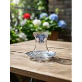 Topkapı 6 Kişilik Çay Seti, French Press Hediyeli, 9 Farklı Osmanlı Desenli Çay Bardağı Takımı (6, TOPKAPI ÇİÇEKLİ)