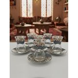 Topkapı 6 Kişilik Çay Seti, French Press Hediyeli, 9 Farklı Osmanlı Desenli Çay Bardağı Takımı (6, TOPKAPI İZNİK KARIŞIK)
