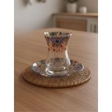 Topkapı 6 Kişilik Çay Seti, French Press Hediyeli, 9 Farklı Osmanlı Desenli Çay Bardağı Takımı (6, TOPKAPI KIRMIZI)