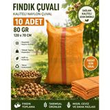Toplama Çuvalı 10 Adet Fındık 70X120 Cm 100 Gr Dayanıklı Naylon Hasat Çuvalı Turuncu